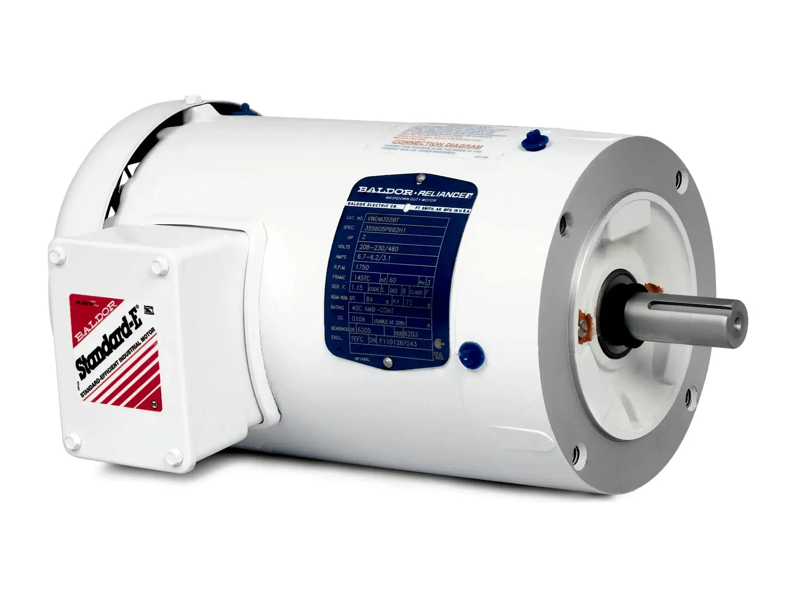 Baldor VFWDM3538, 1/2 HP, 1775 RPM, 3-Phase, 56C, 230/460V Motor