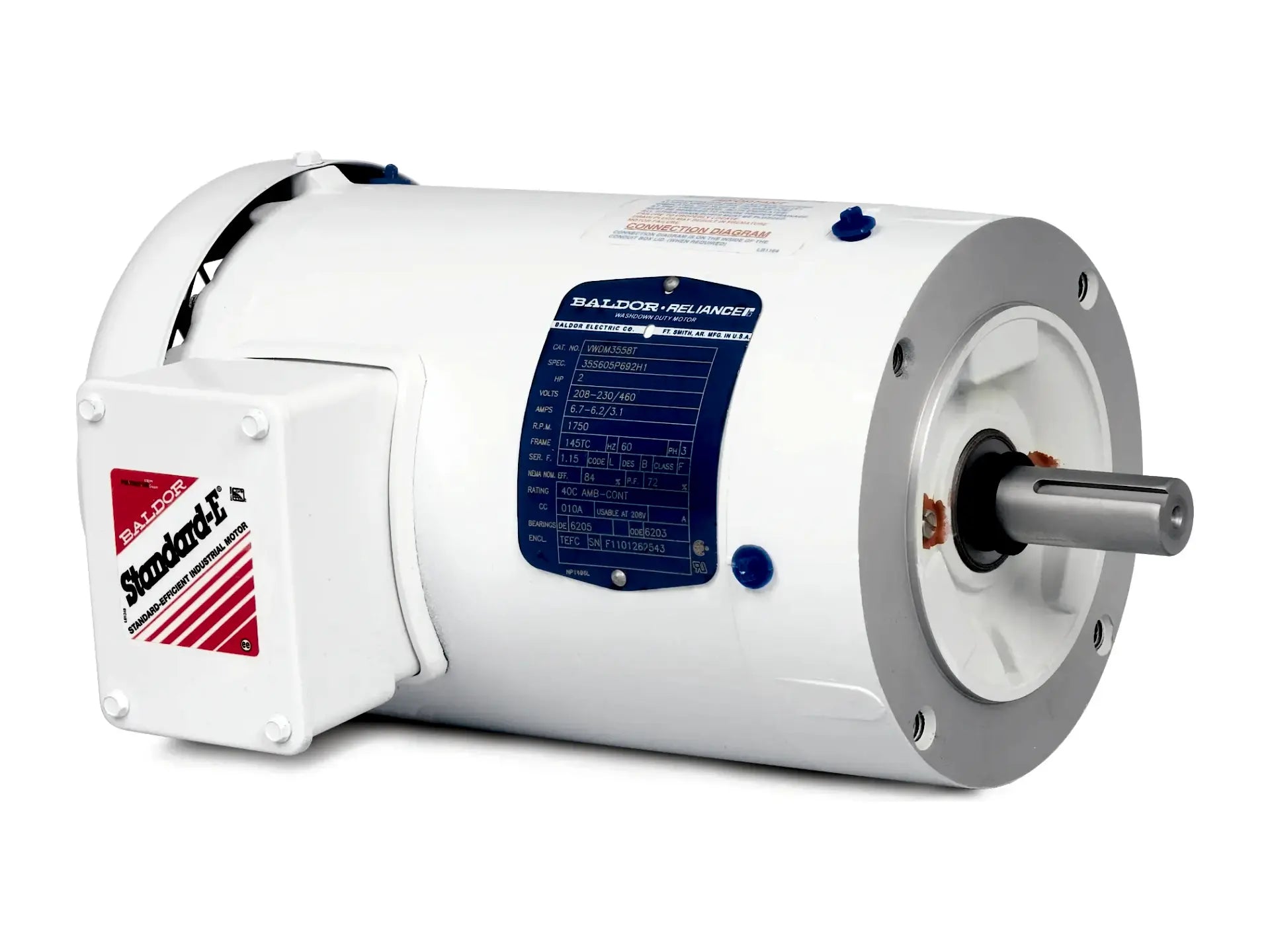 Baldor VFWDM3538, 1/2 HP, 1775 RPM, 3-Phase, 56C, 230/460V Motor