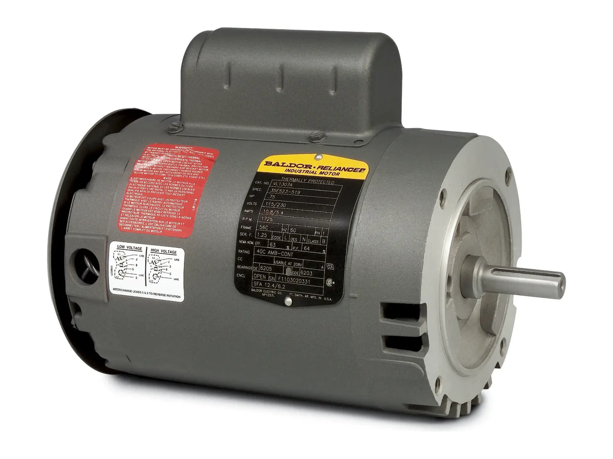 Baldor VL1306A, 3/4HP 3600RPM Footless 1P ODP Motor