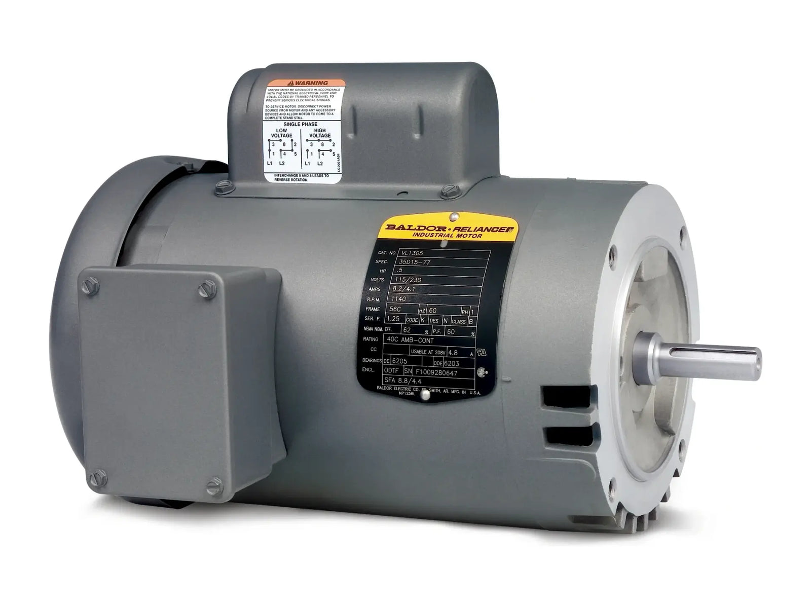 Baldor VL1321T, Motor 1.5 Hp 1725 Rpm 115/230V