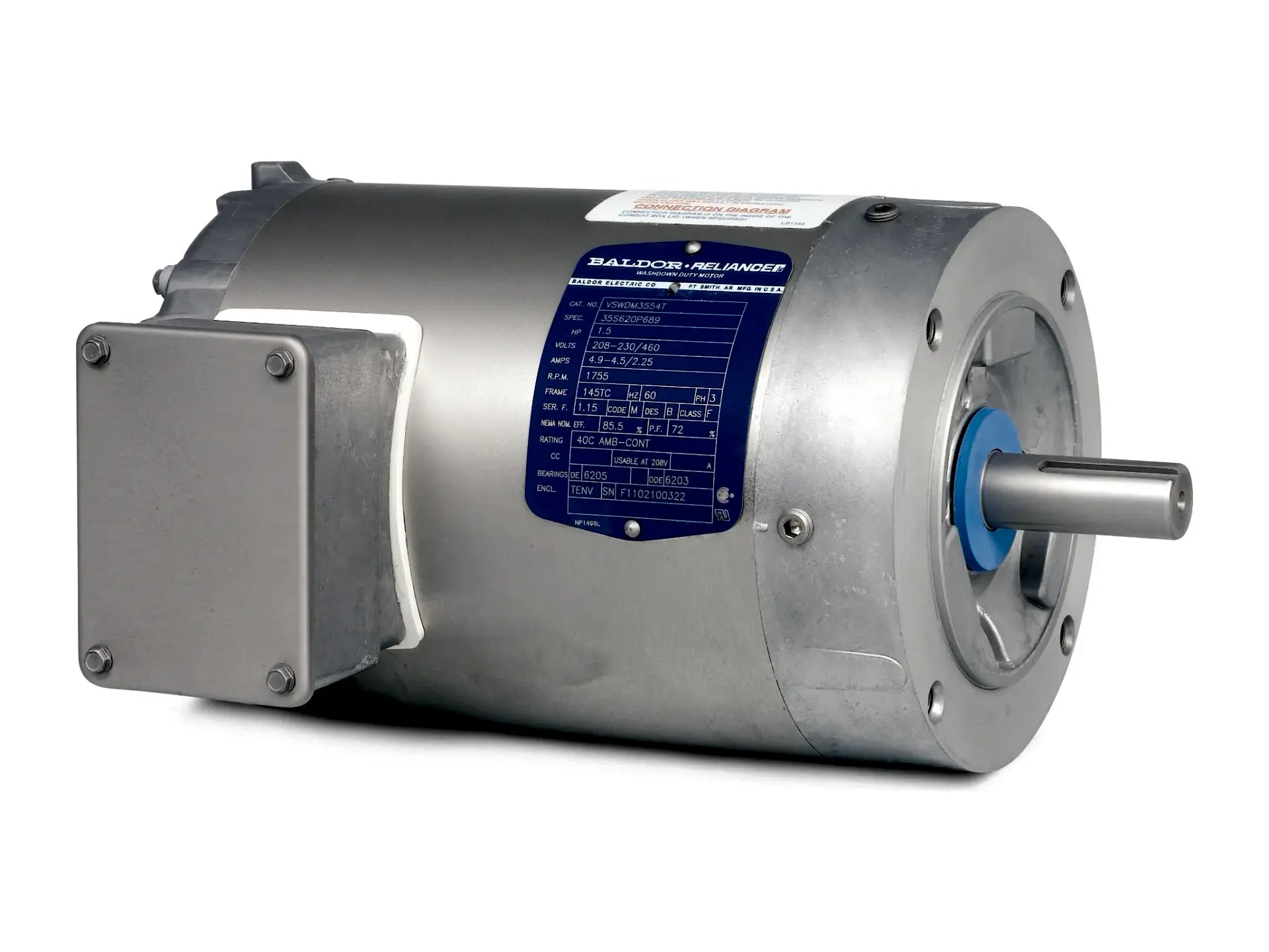 Baldor VSWDM3538, .5 HP, 1775 RPM, 3-Phase, 230/460 V