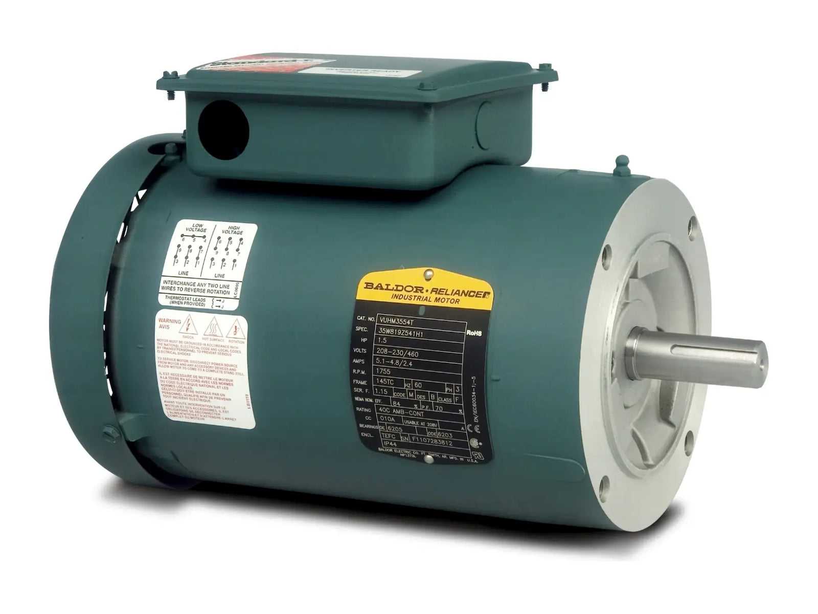 Baldor VUHM3538, 1/2 HP 1740 RPM TEFC 56C Frame Motor
