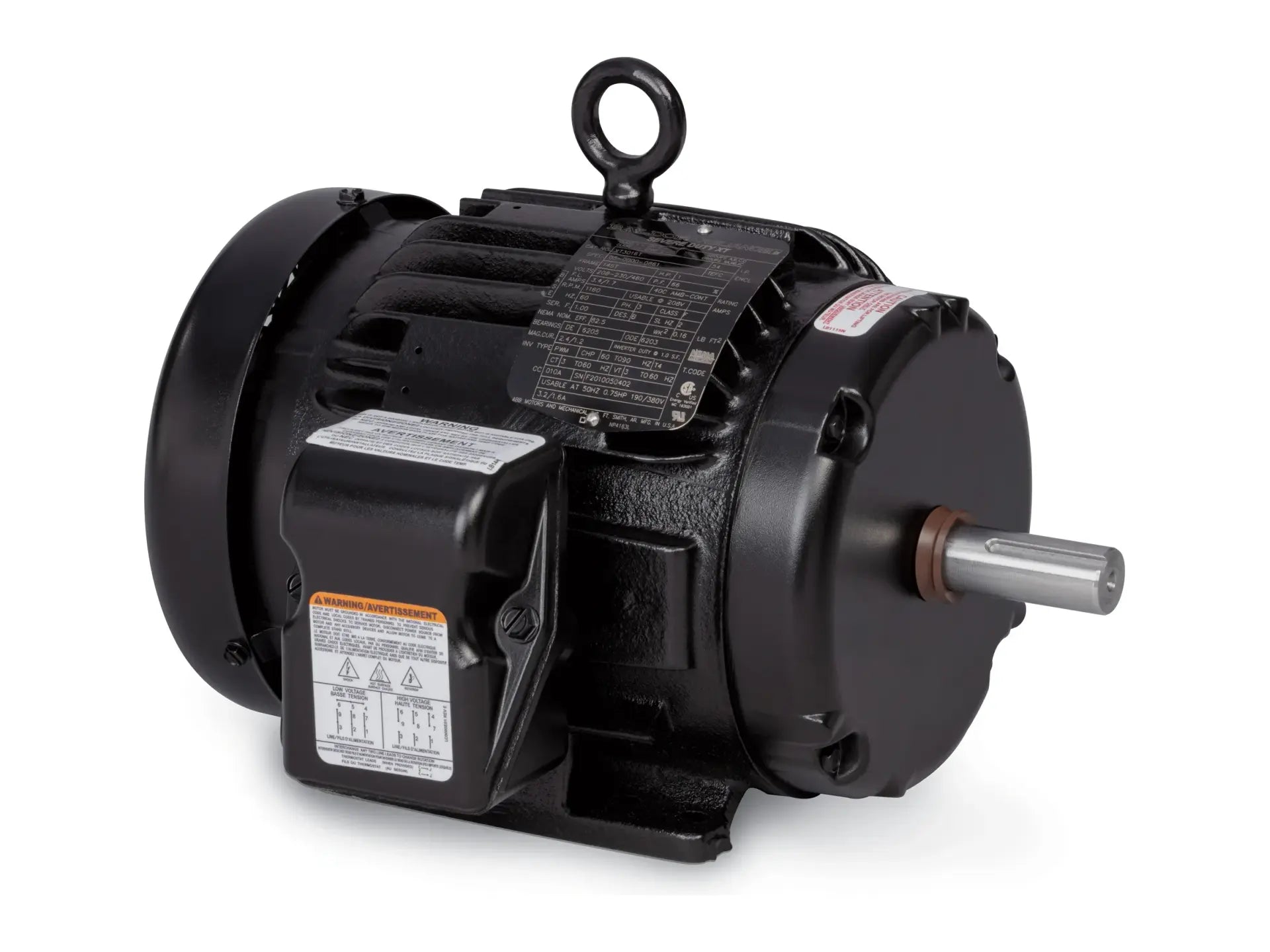 Baldor XT3024T, 2HP, 1765 RPM, 3 PH, 60 HZ, Frame 145T Motor