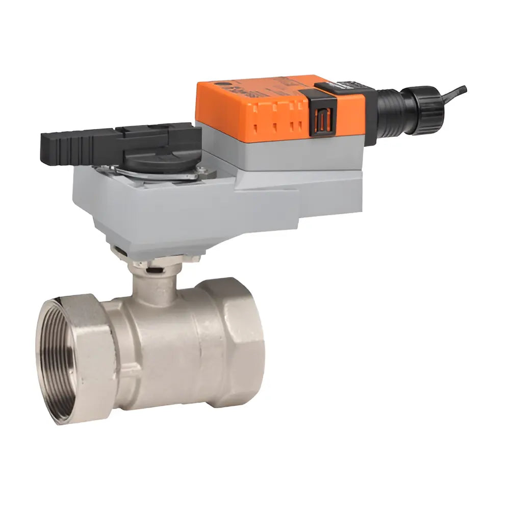 Belimo B211B+LRB24-SR-T, 1/2"NPT Brass Valve, 1.9Cv Flow Coefficient, 24V Non-Spring Return Prop