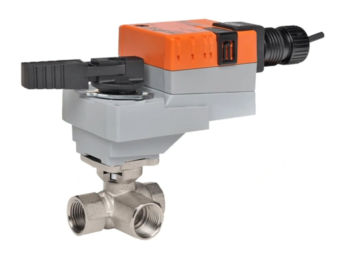Belimo B323+LRB24-SR-T, 1"NPT Stainless Steel Valve, 10Cv Flow Coefficient, 24V NSR Pro Term