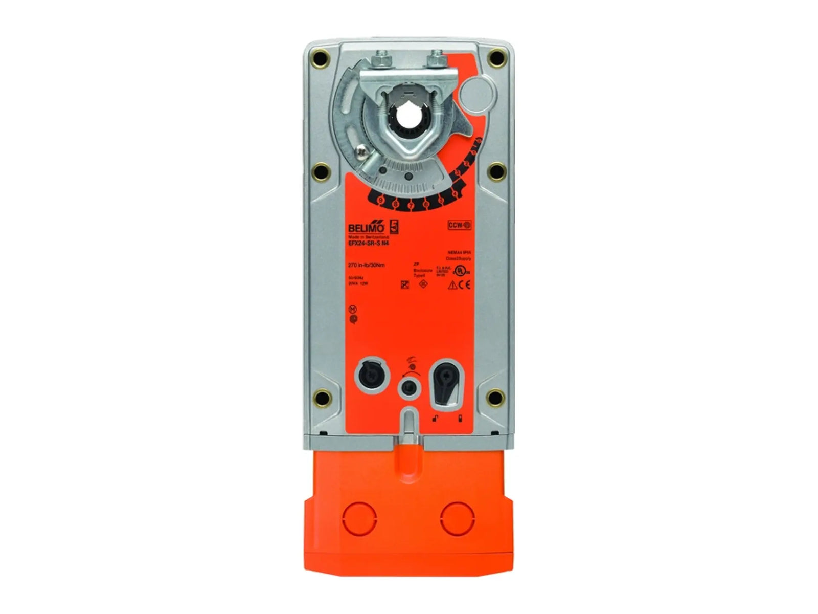 Belimo EFX24-SR-S N4, 24V Spring Return, 270 in-lb, 2-10 Vdc AUX, NEMA4