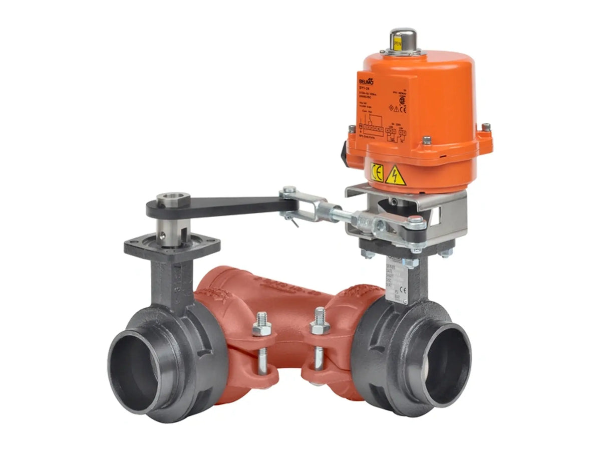 Belimo F7150VIC+SY4-24MFT, 6 Inch Butterfly Valve 3-Way, 24V AC/DC