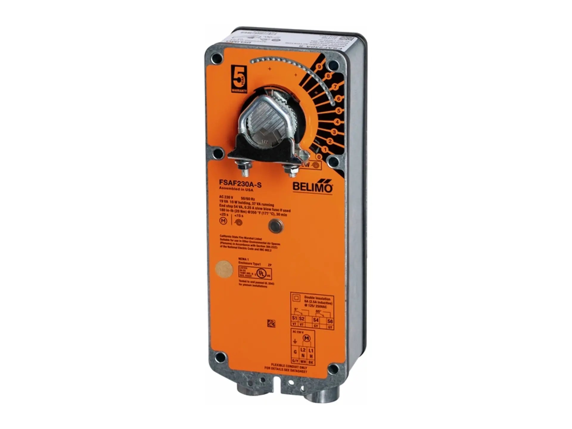 Belimo FSAF230A-S, 230V ON/OFF Spring Return with Auxiliary Switch Actuator