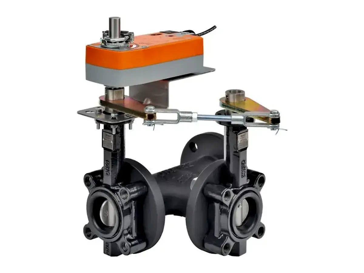 Belimo F750HD+AFBUP-S-X1, Butterfly Valve, 2" 3-Way, ANSI Class 125, Cv 115, On/Off, Spring Return