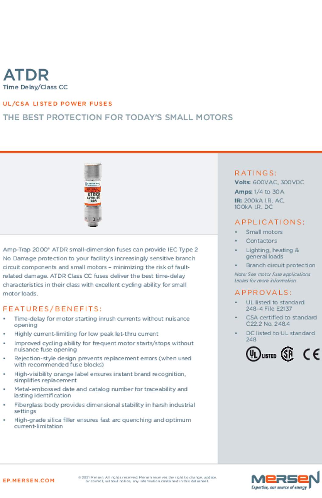 Bussmann ATDR3 Datasheet
