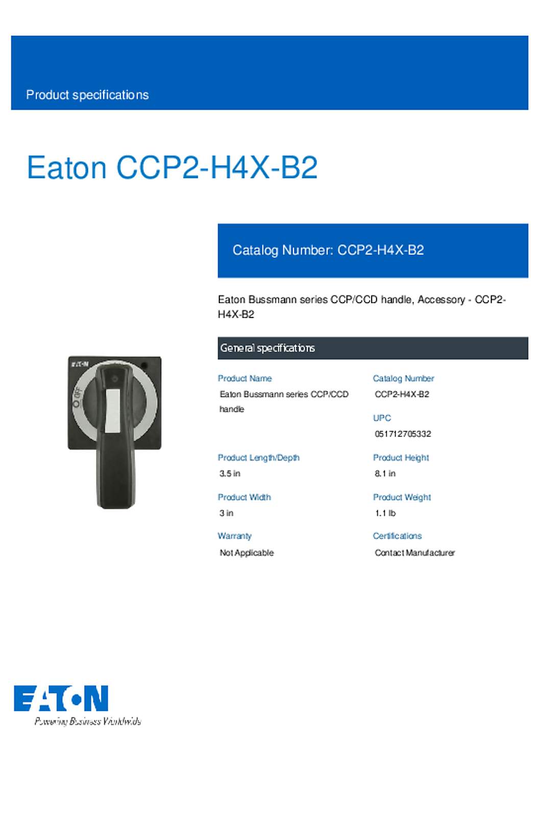 Bussmann CCP2-H4X-B2 Datasheet