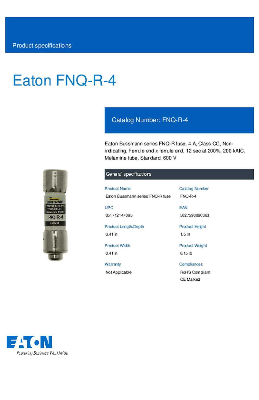 Bussmann FNQ-R-4 Datasheet