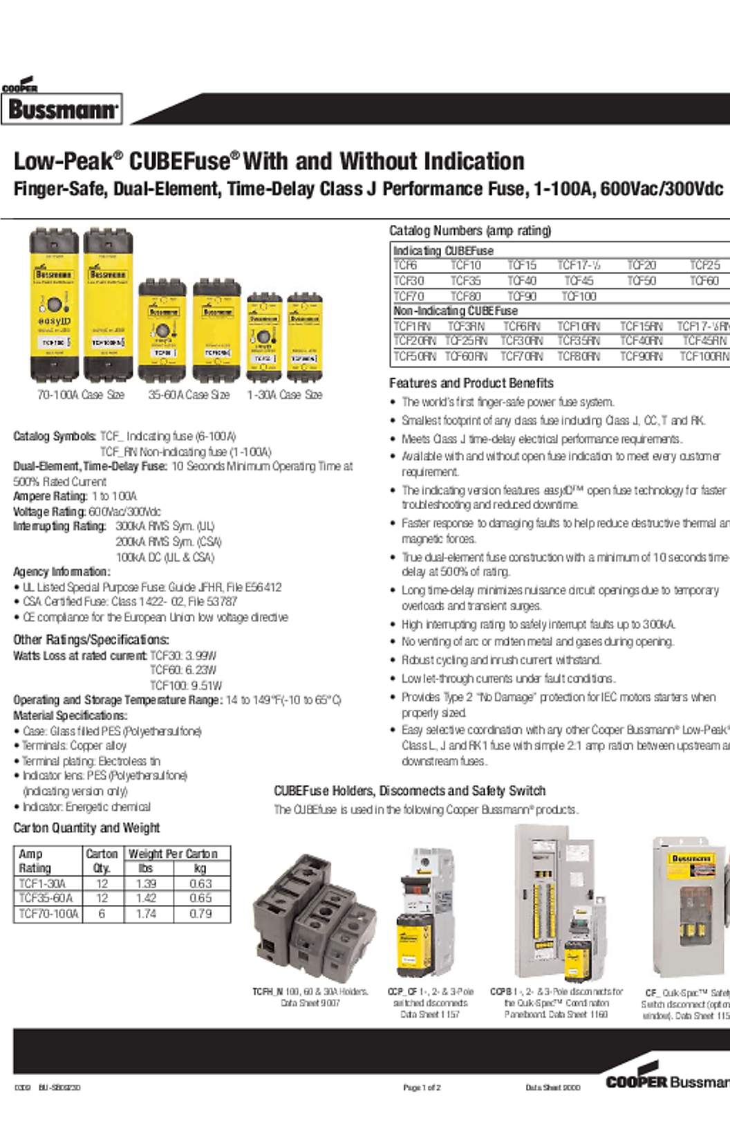 Bussmann TCF20RN Datasheet