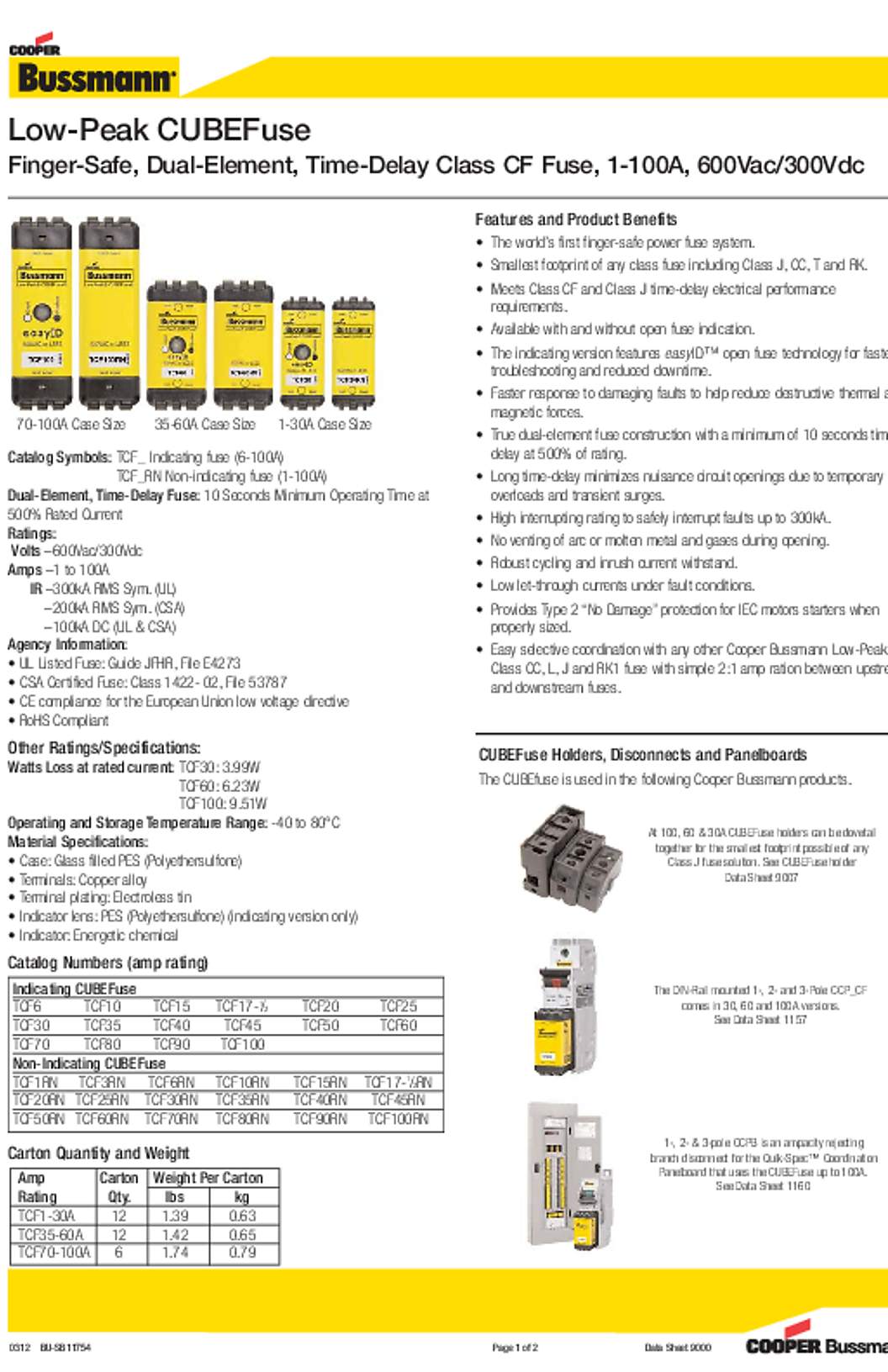Bussmann TCF50 Datasheet