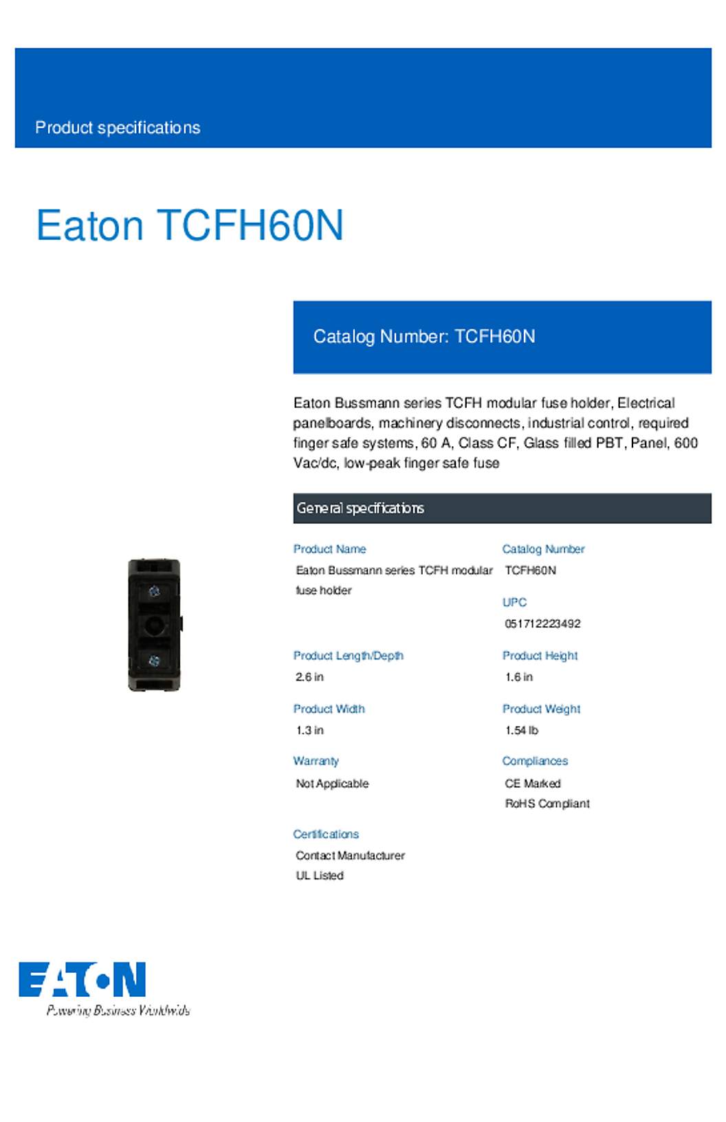 Bussmann TCFH60N Datasheet