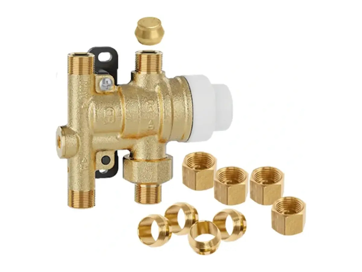 Caleffi 521201A, 4-Way Sink Mixer, 3/8" Comp Union