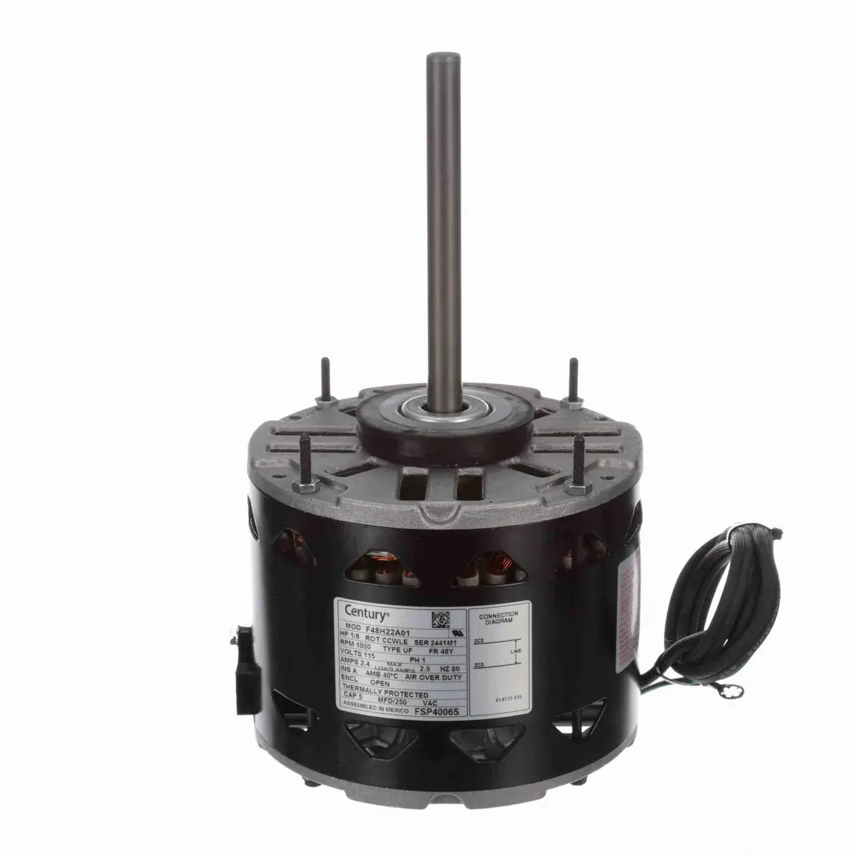 Century FSP4006S, 1/8HP 1050RPM 115V Motor, Open Enclosure