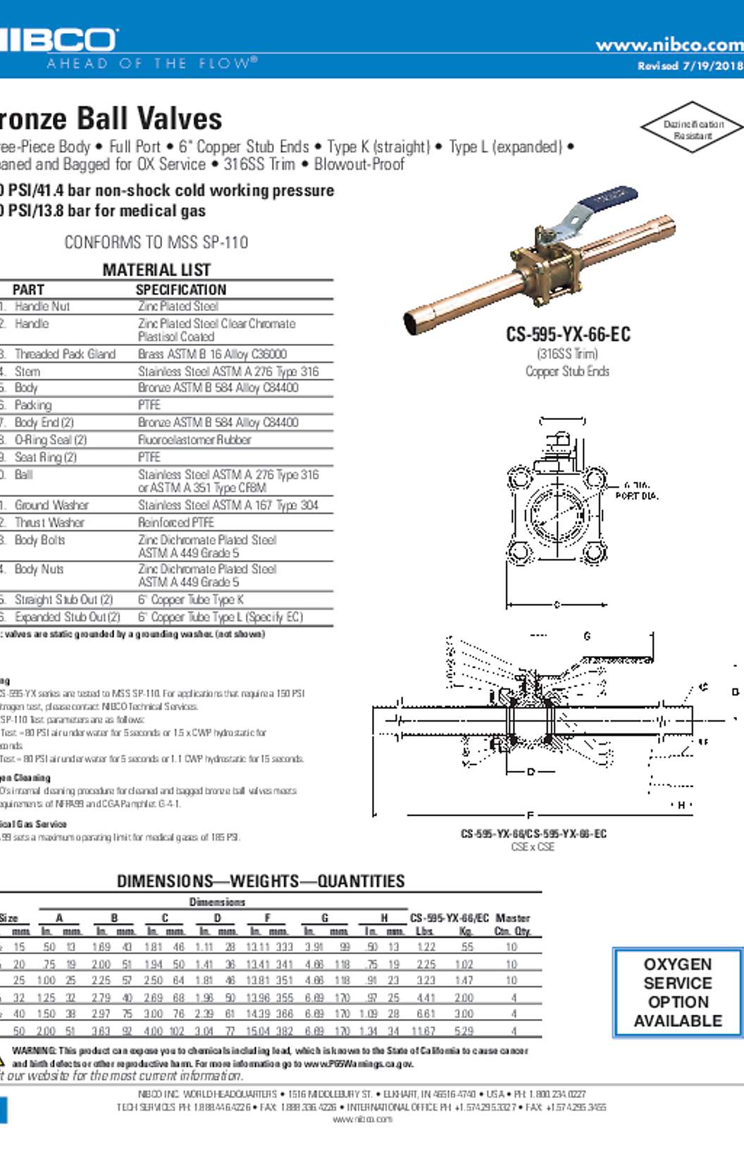 NIBCO CS-595-YX-66 Submittal
