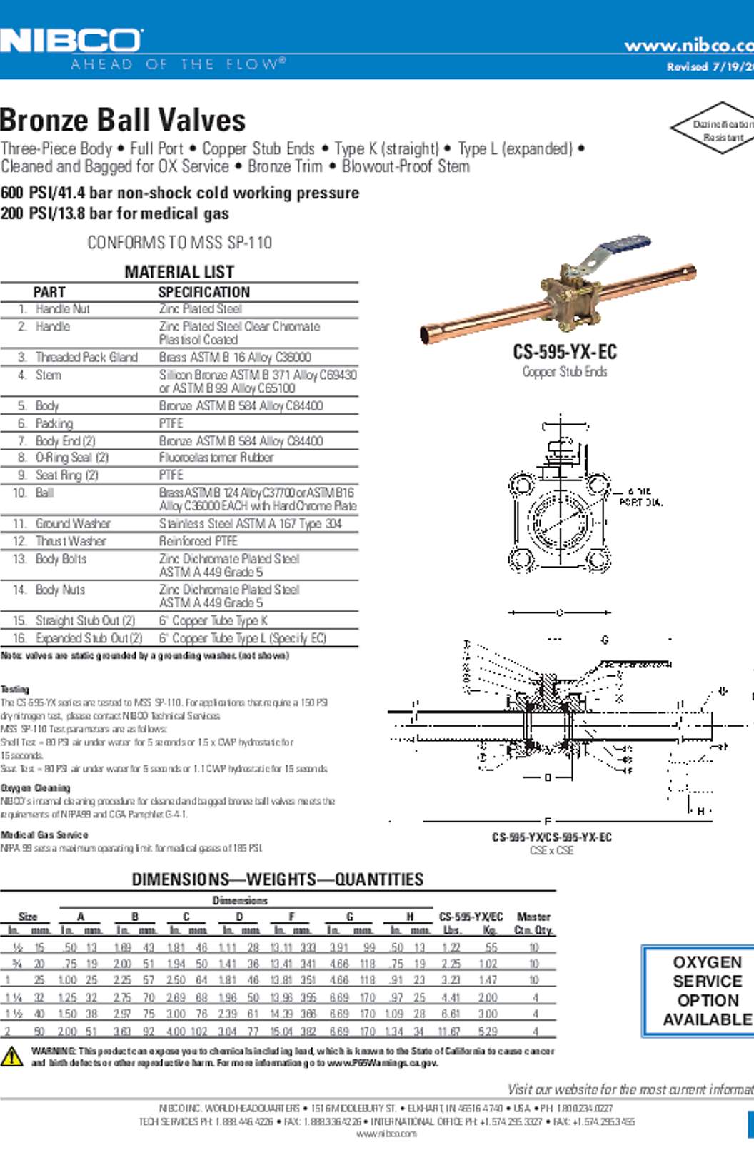 NIBCO CS-595-YX Submittal