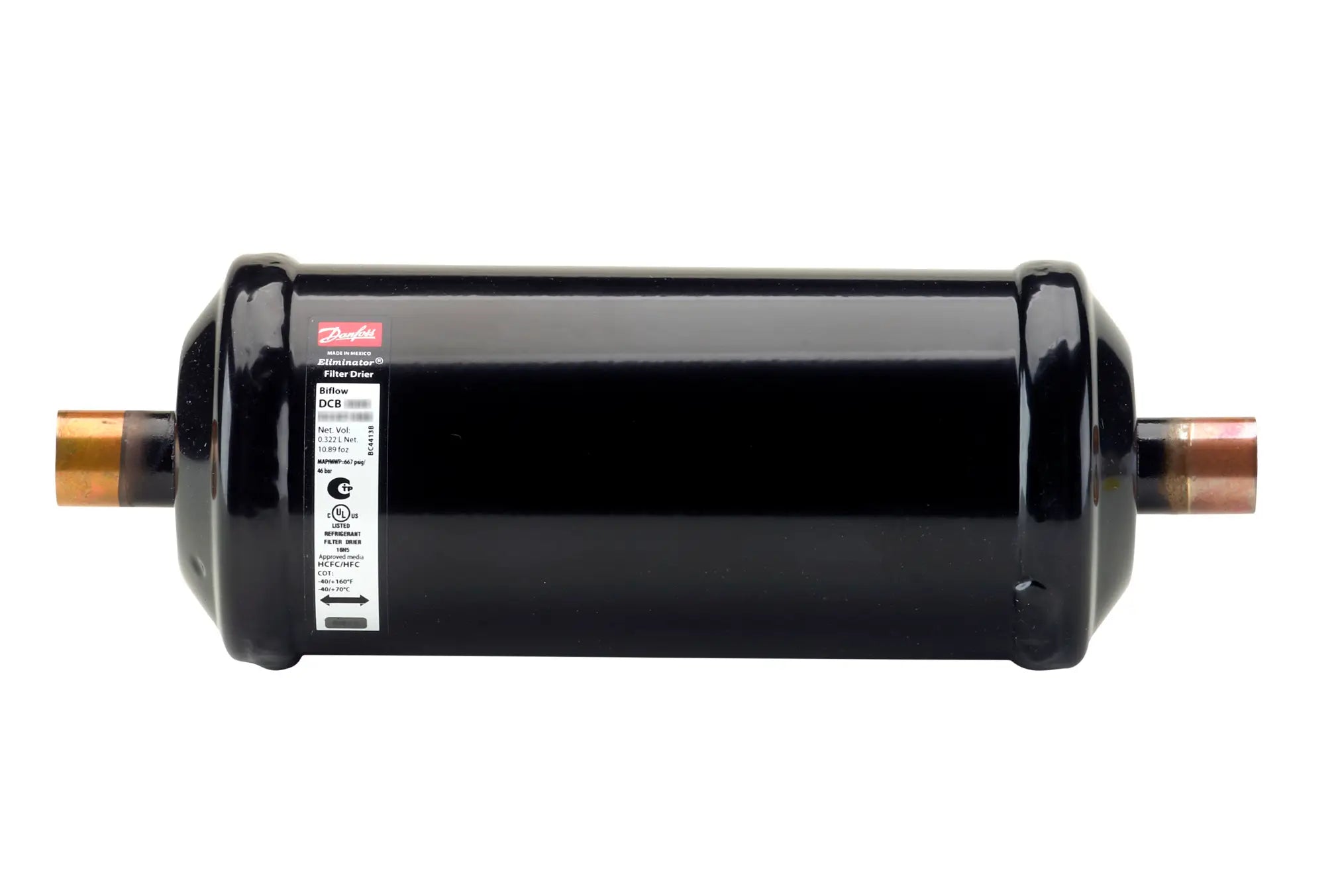 Danfoss 023Z1440, Hermetic Bi-Flow Filter Drier, DCB, 30 cu.in., Copper