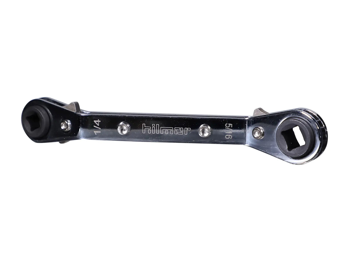 DiversiTech 1839043, Hilmor Reversible Ratcheting Wrench 1/4in x 3/16in, 3/8in x 5/16in Square