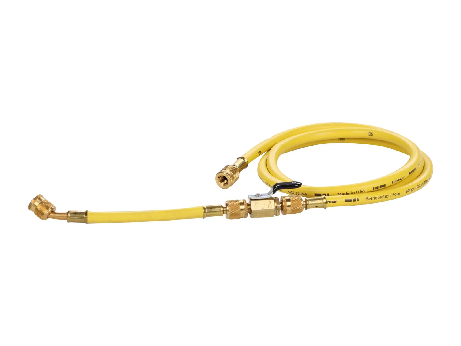 DiversiTech 1839142, Hilmor® 60in x 1/4in Yellow Hose With Ball Valve Extensions