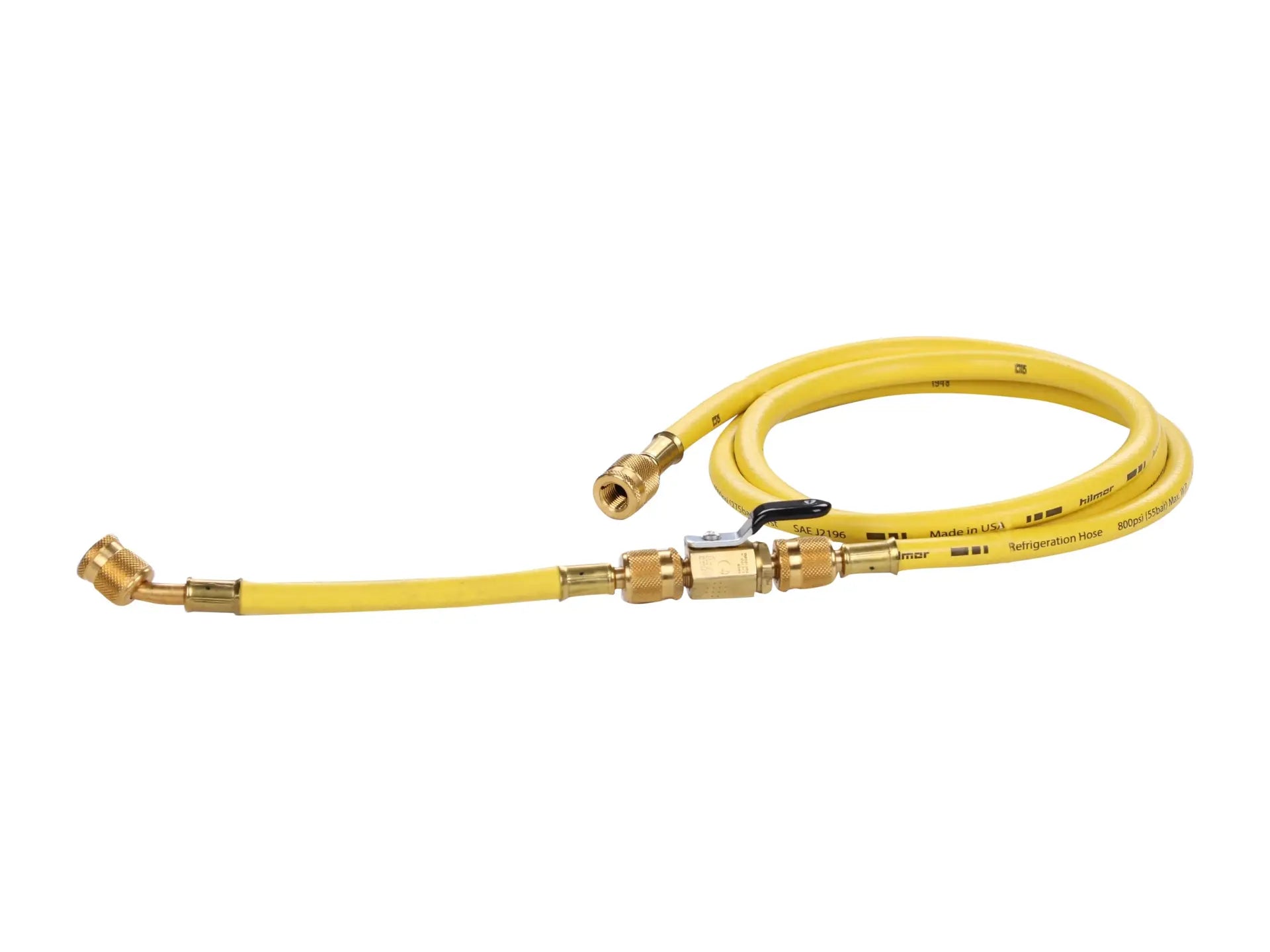 DiversiTech 1839142, Hilmor® 60in x 1/4in Yellow Hose With Ball Valve Extensions