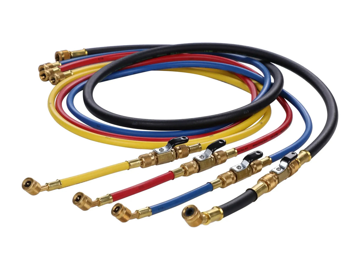 DiversiTech 1936002, Hilmor Set Of 4 Hoses 72in With Ball Valve Extensions