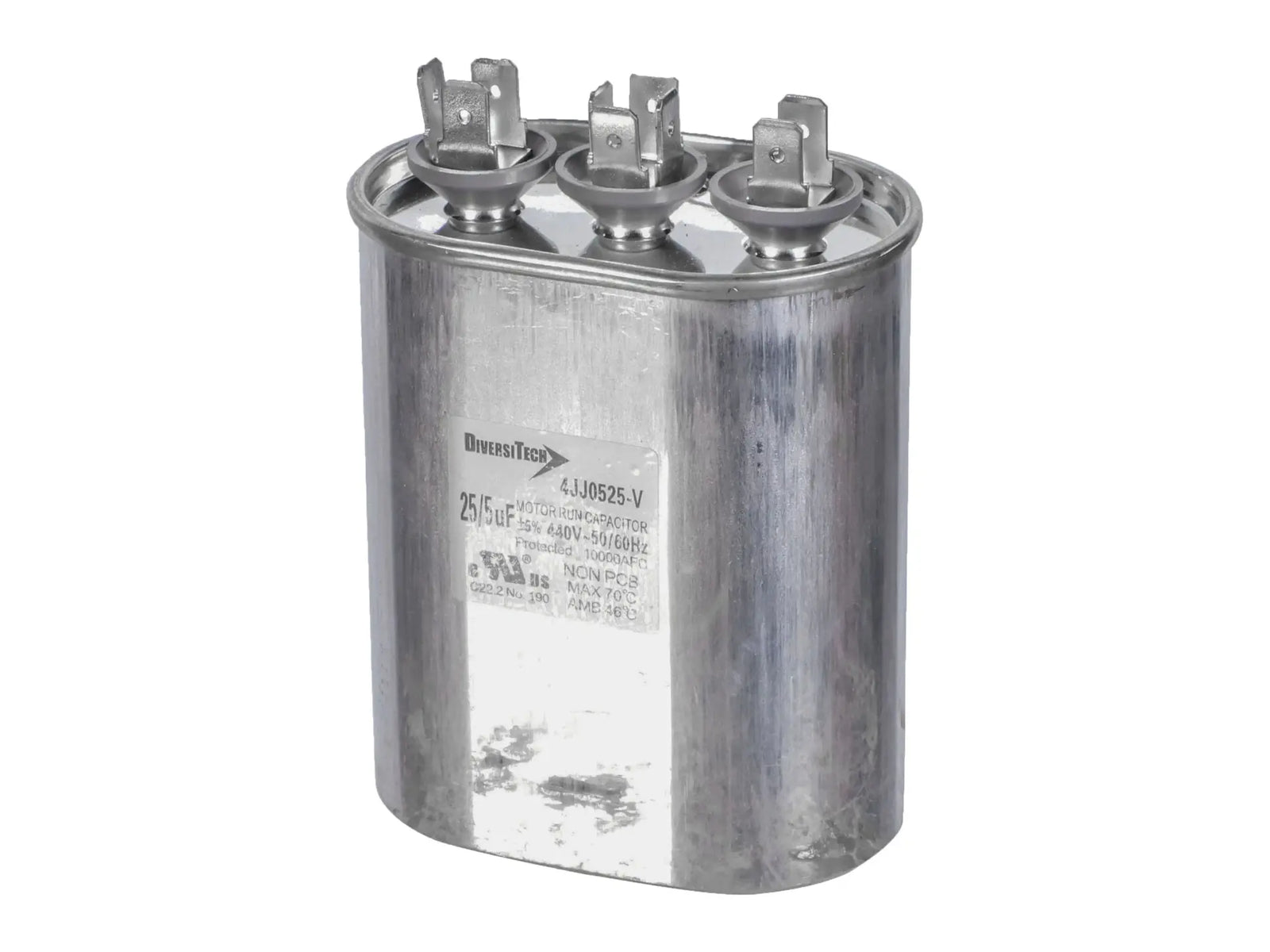 DiversiTech 4JJ0525, 25/5 Mfd, 440V, Oval Motor Run Capacitor