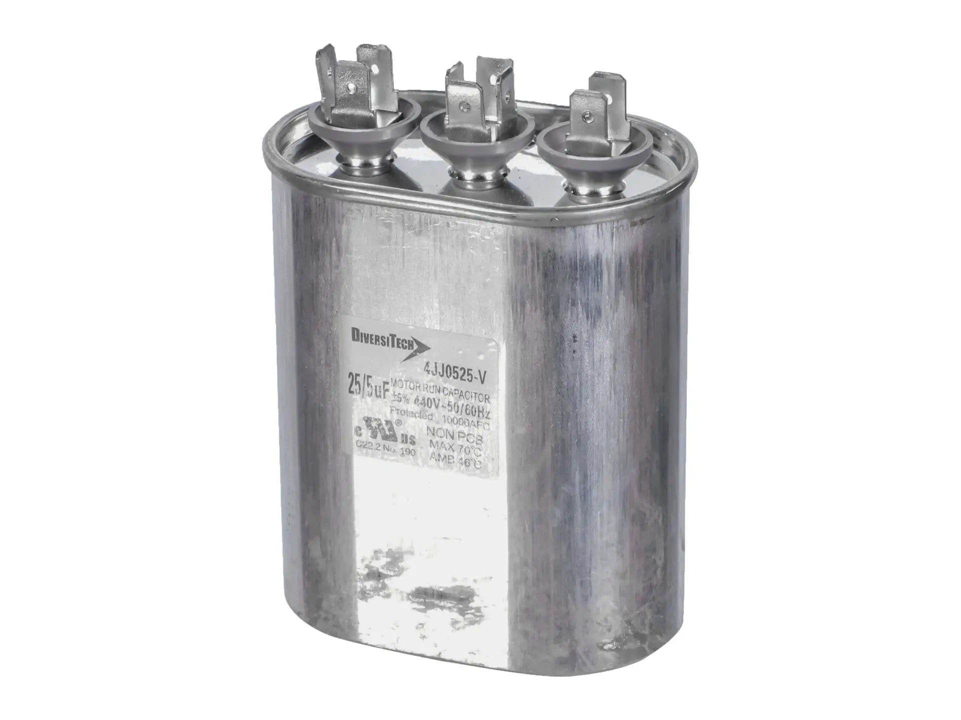 DiversiTech 4JJ0525, 25/5 Mfd, 440V, Oval Motor Run Capacitor