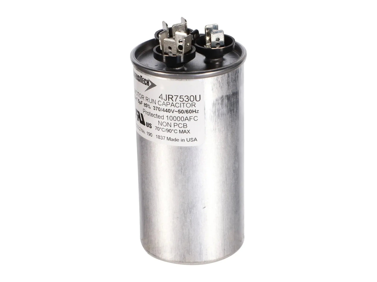 DiversiTech 4JR7530U, 30/7.5 MFD, 370/440V, Round Motor Run Capacitor