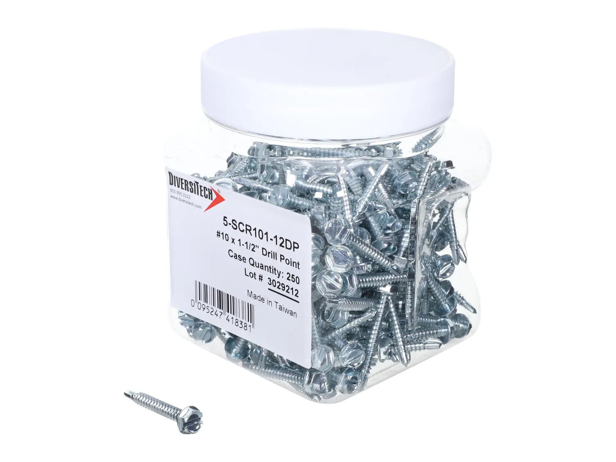 DiversiTech 5-SCR101-12DP, Screw, 10 x 1-1/2 Drill Point, Pack Of 250