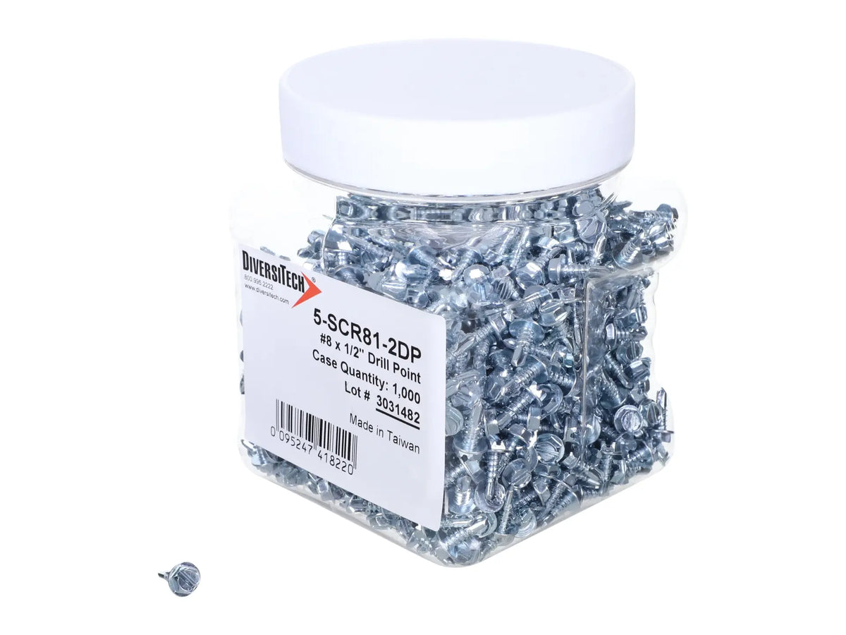 DiversiTech 5-SCR81-2DP, Screw, 8 x 1/2 Self-Tapping Drill Point, 1/4 in. Hex Head, Pack of 1,000