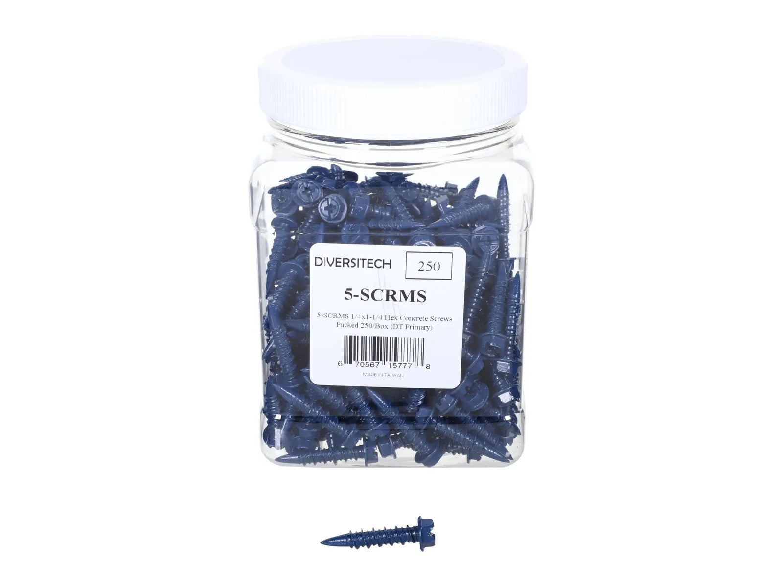 DiversiTech 5-SCRMS, Masonry Screw, 1/4in x 1-1/4in, Pack Of 250