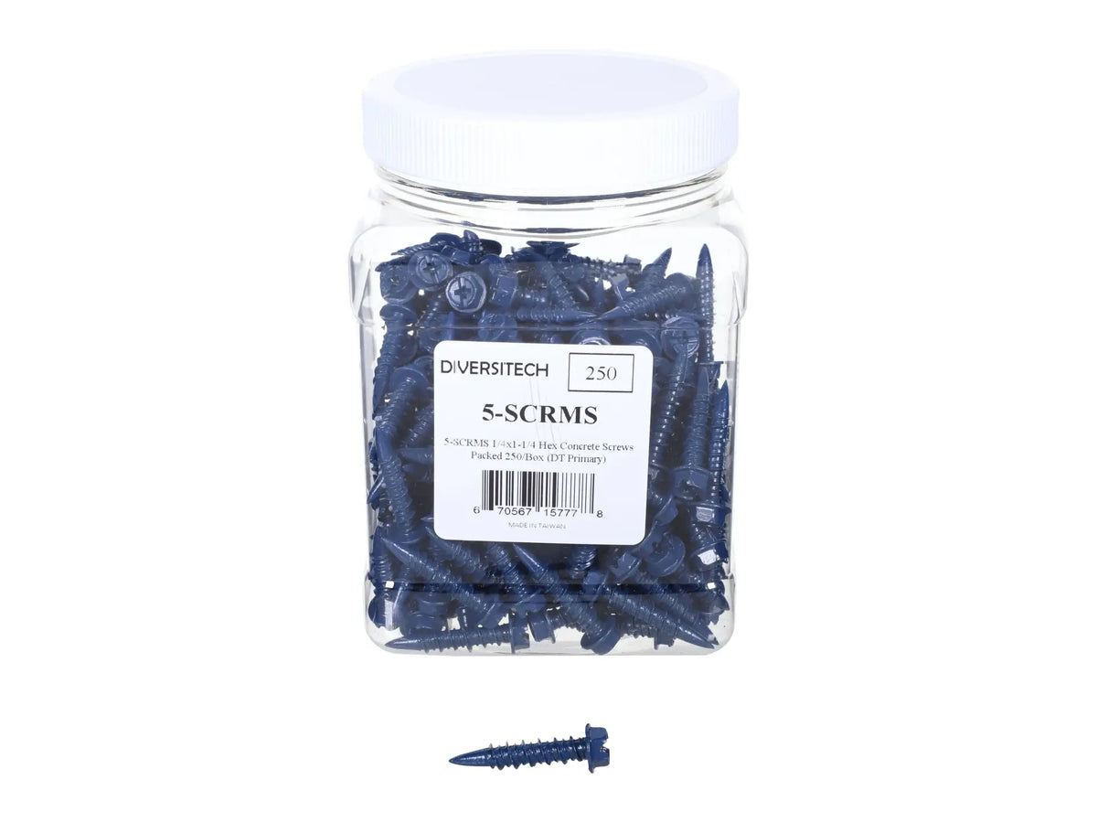 DiversiTech 5-SCRMS, Masonry Screw, 1/4in x 1-1/4in, Pack Of 250