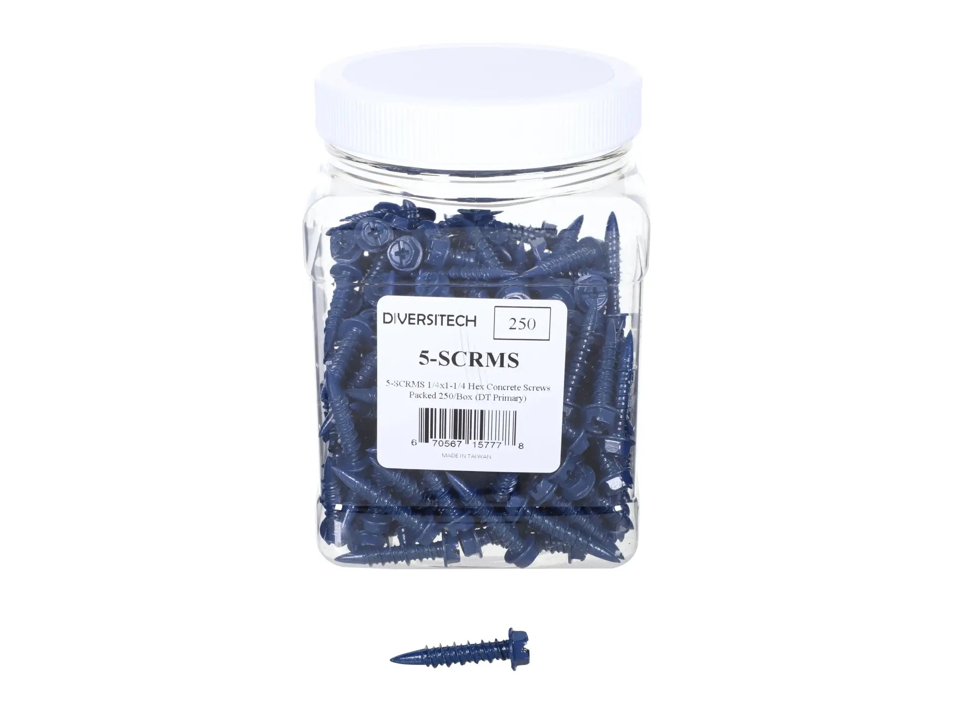 DiversiTech 5-SCRMS, Masonry Screw, 1/4in x 1-1/4in, Pack Of 250