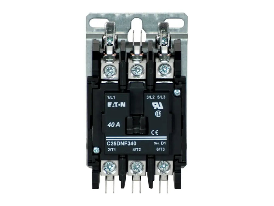Eaton C25DNF340T, 3-Pole Non-Reversing Definite Purpose Contactor, 40 Amps, 24VAC 50/60Hz
