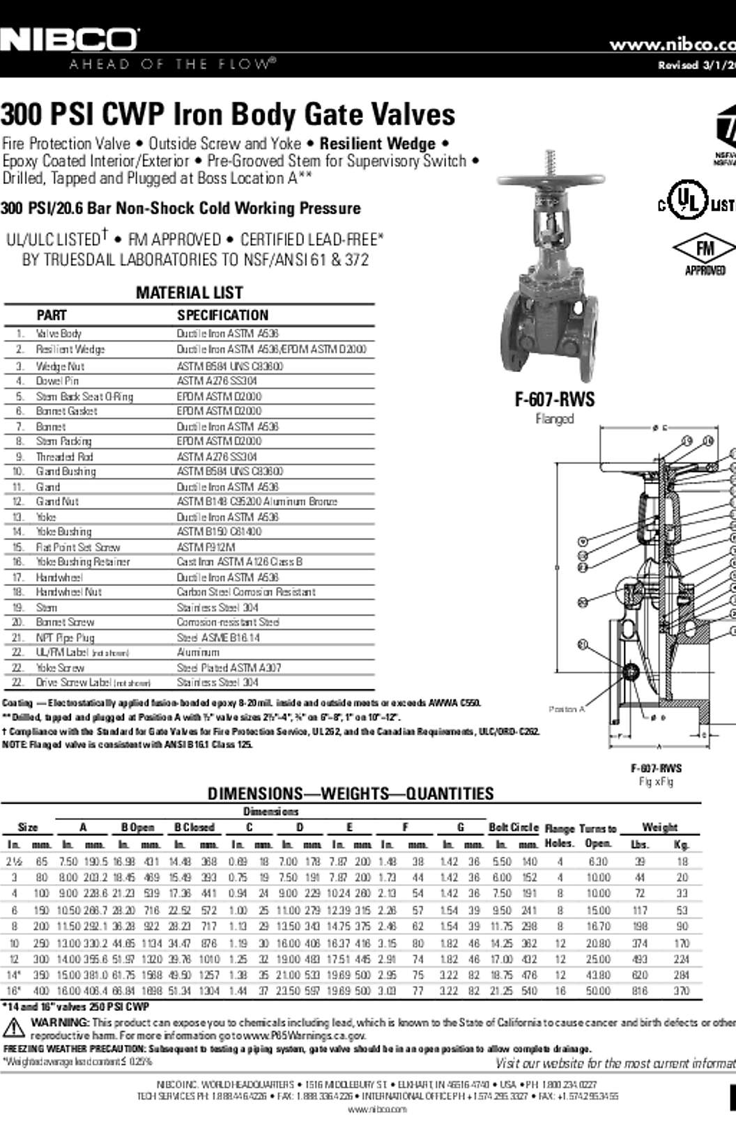 NIBCO F-607-RWS Submittal