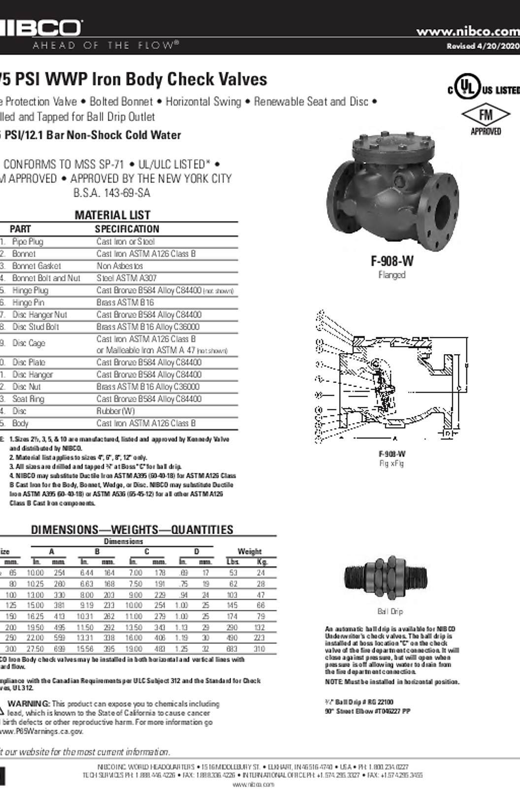 NIBCO F-908-W Submittal