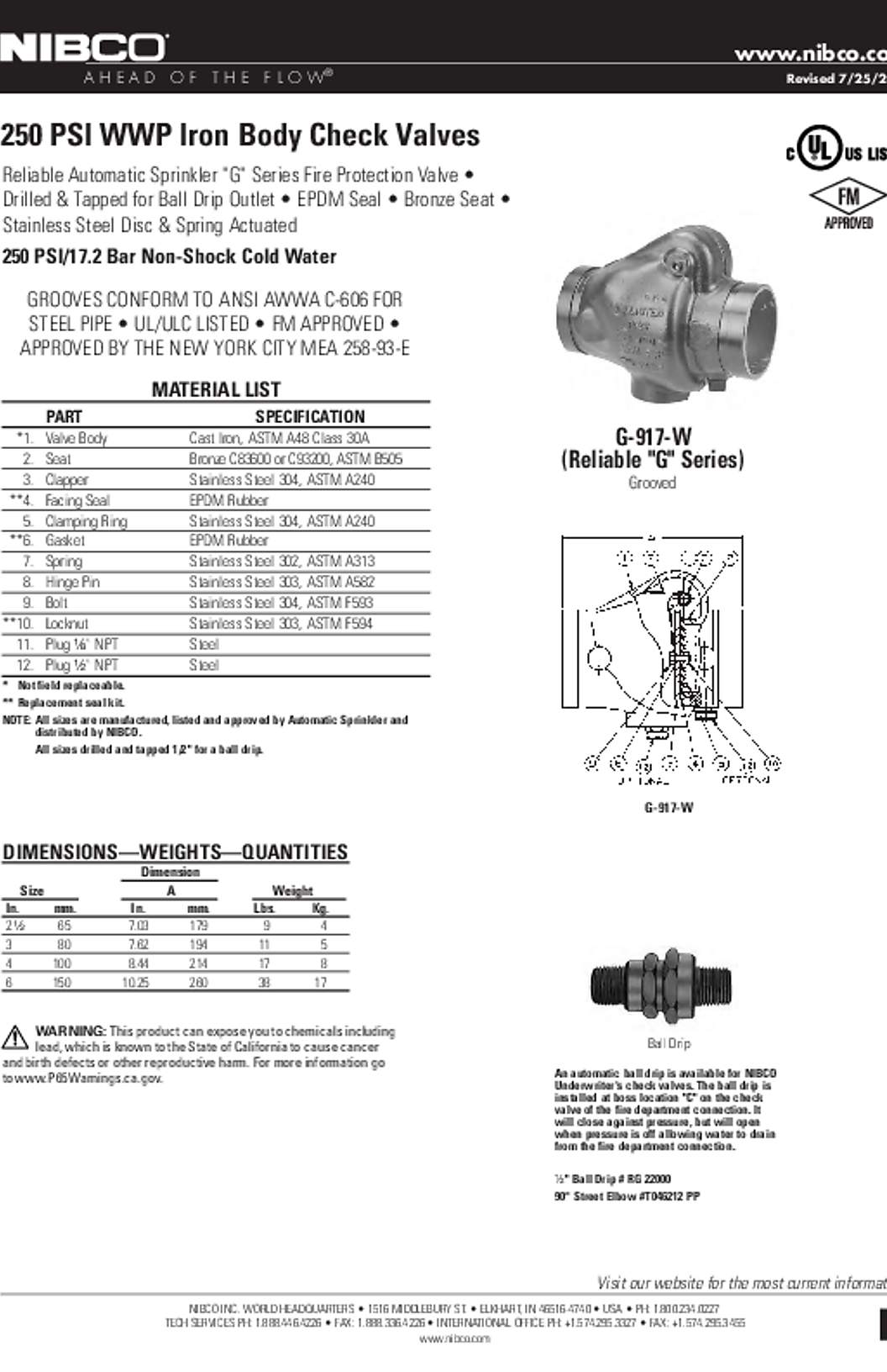 NIBCO G-917-W Submittal