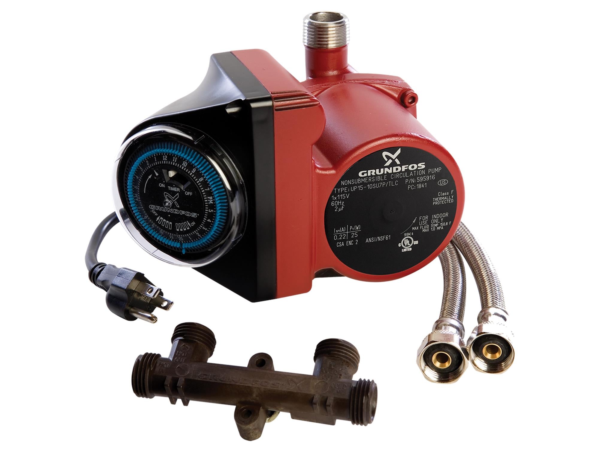 Grundfos 00595916, UP15-10SU7P TLC 115V With Timer Hot Water Kit