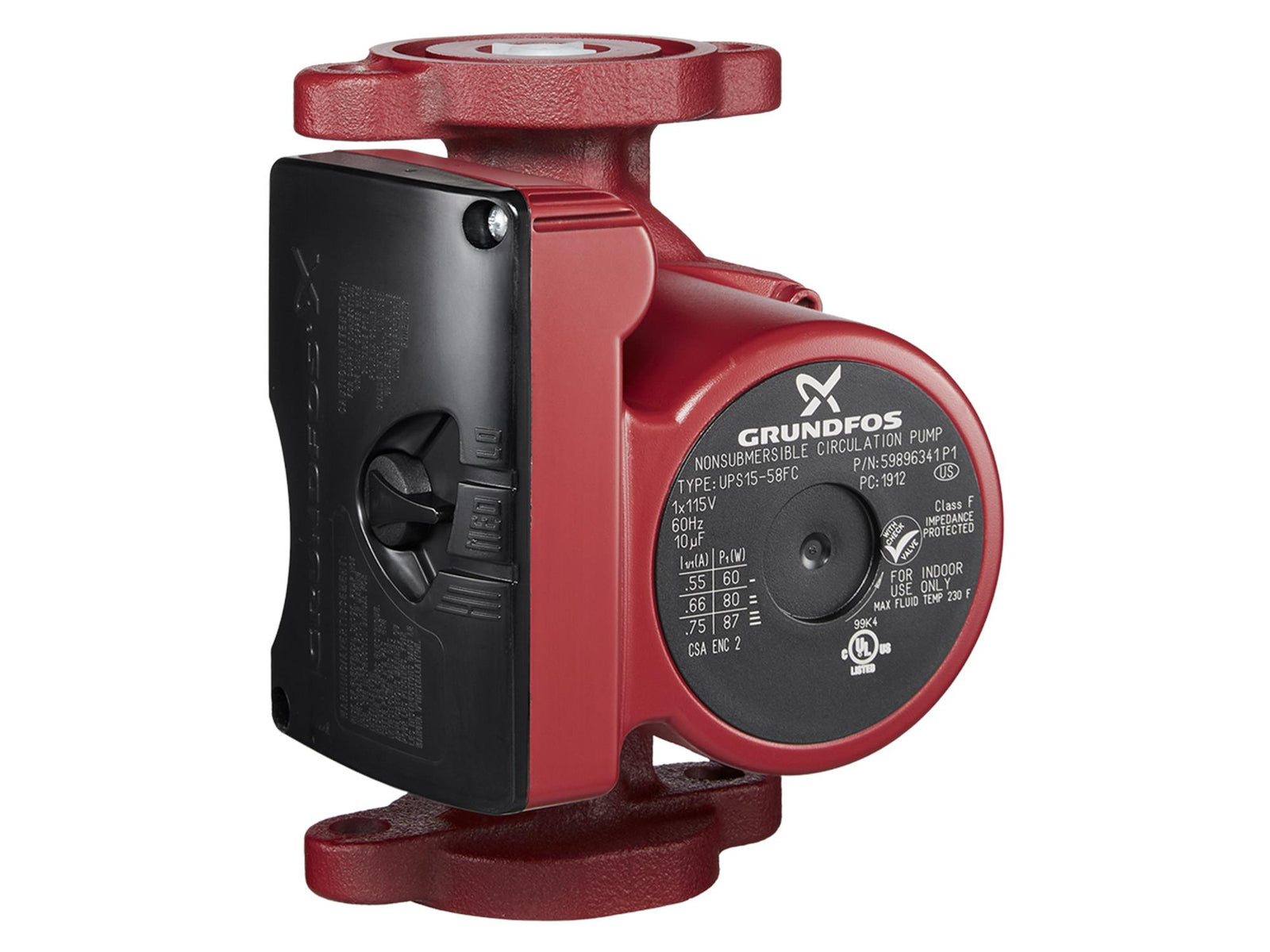 Grundfos 59896343, UPS15-58FRC 1/25hp Circulator Pump 115V