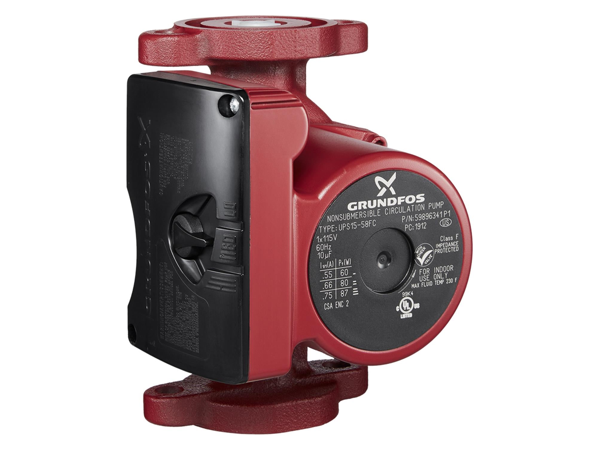 Grundfos 59896343, UPS15-58FRC 1/25hp Circulator Pump 115V