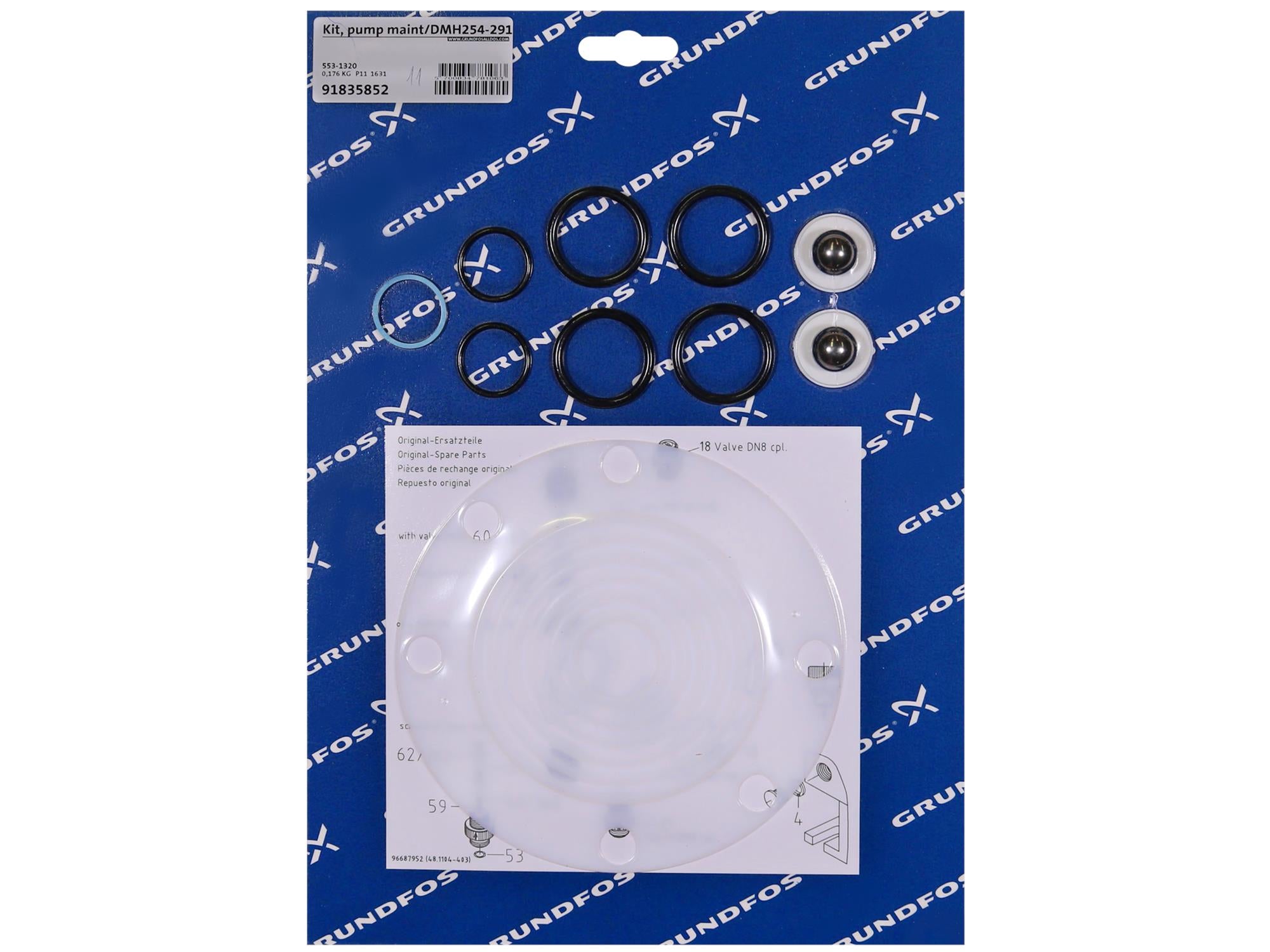 Grundfos 91835852, Maintenance Kit for Pump DMH254-291 PVC E SS