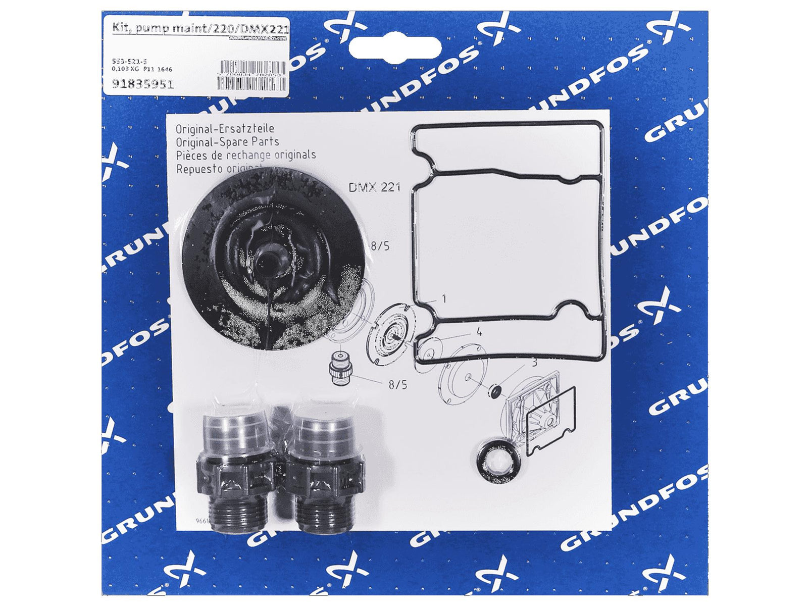Grundfos 91835951, Maintenance Kit for Pump 220 DMX221-27 PVC T T