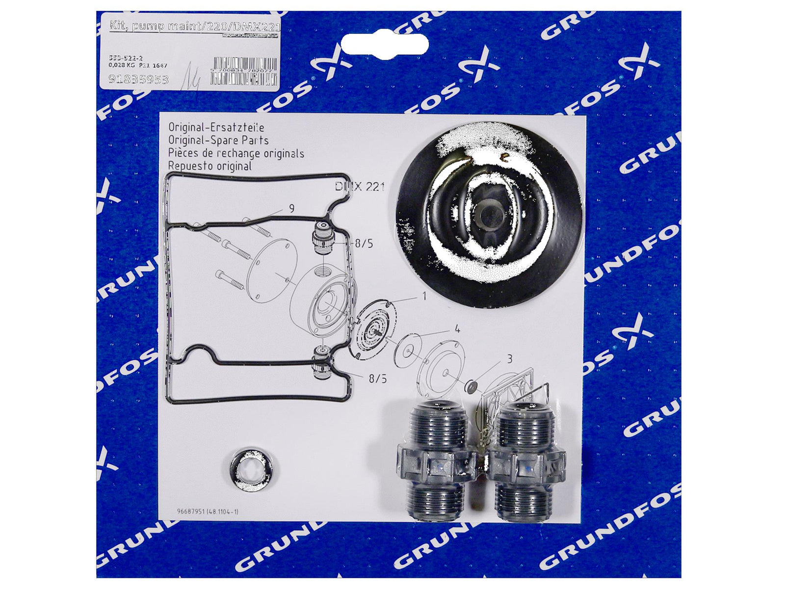 Grundfos 91835953, Maintenance Kit for Pump DMX221-35 PVC E SS