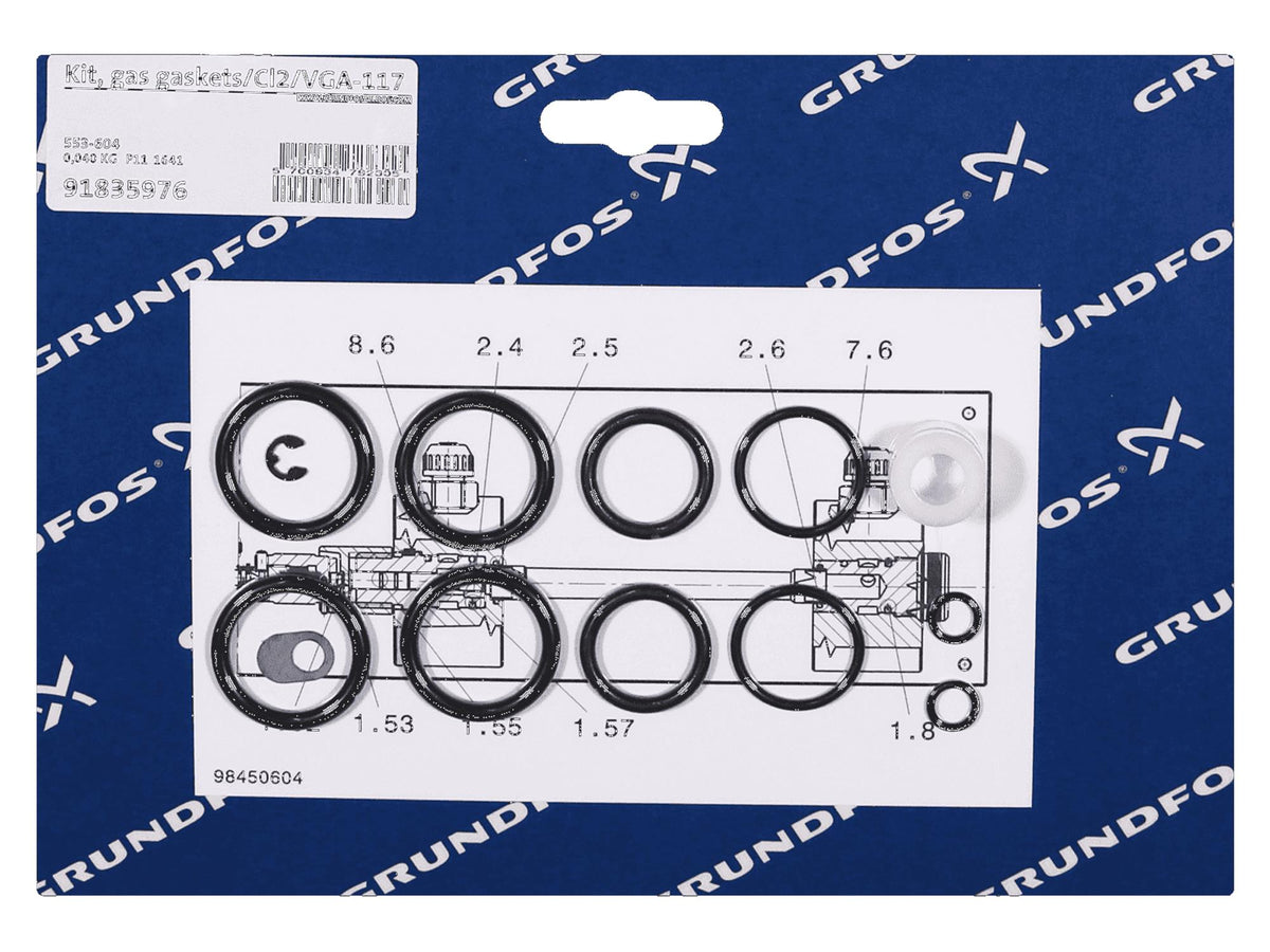 Grundfos 91835976, Gasket Kit for Cl2 VGA-117 up to 10kg