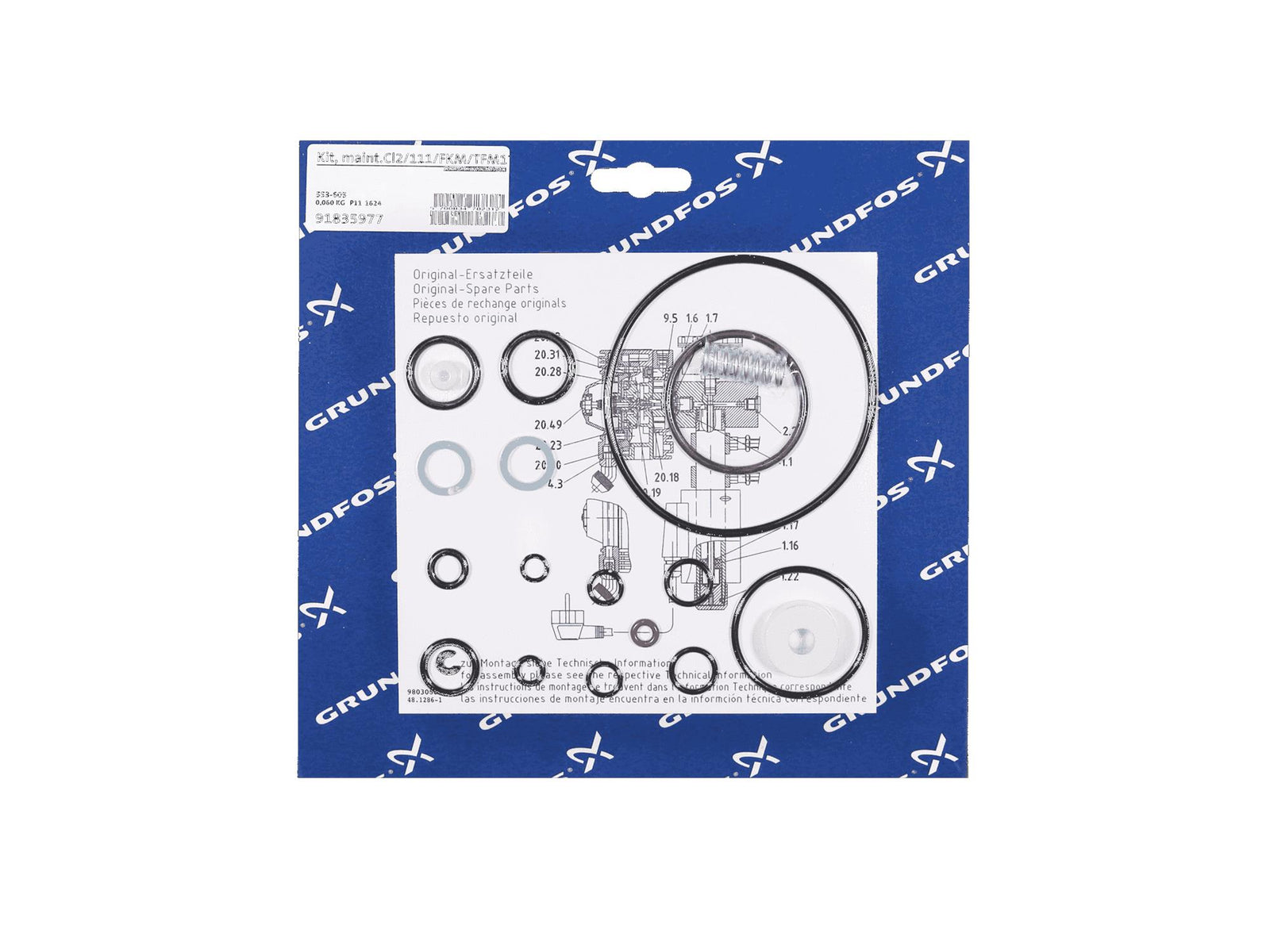 Grundfos 91835977, Maintenance Kit Cl2/111/FKM/TFM1700 Liquid Trap