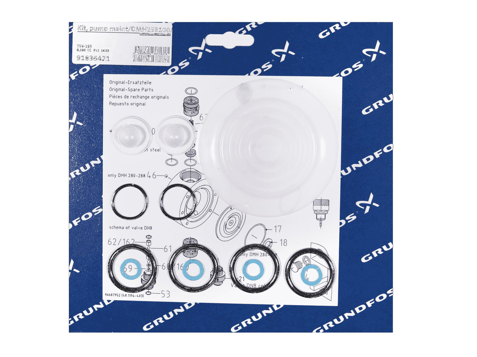 Grundfos 91836421, Maintenance Kit for Pump DMH253100 PP PVC V G