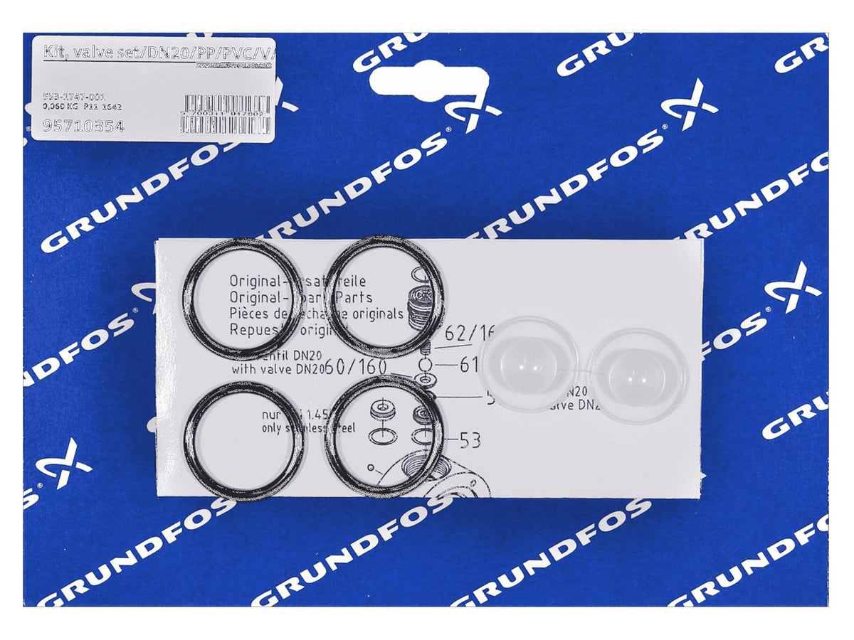 Grundfos 95710354, Valve Set Kit DN20 PP PVC V G